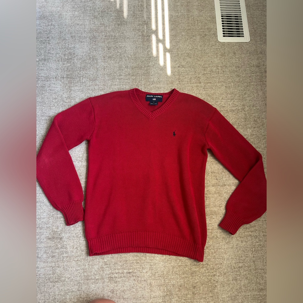 Ralph Lauren red v-neck knit sweater